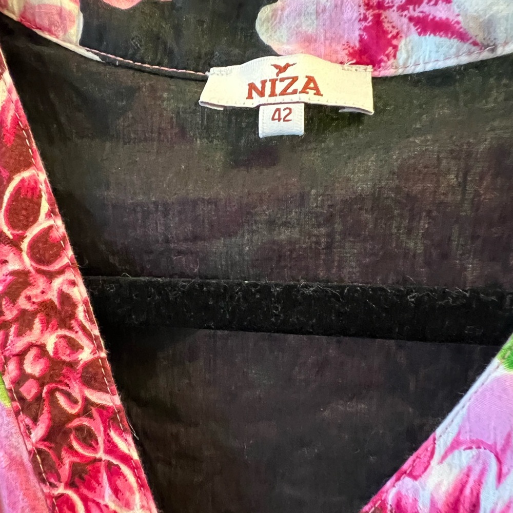 Niza Floral Lacy Sleeves And Bottom Lace Bottom Dress In Pink And Green Size 42 View 2